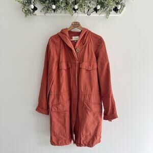 LOFT anorak utility jacket with a hood Red Orange Large PB